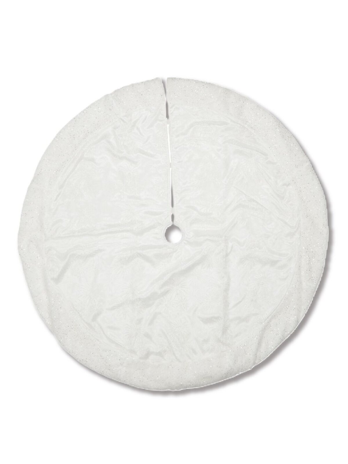 1.2m White With Iridescent Glitter Star & Sunburst Pattern Christmas Tree Skirt
