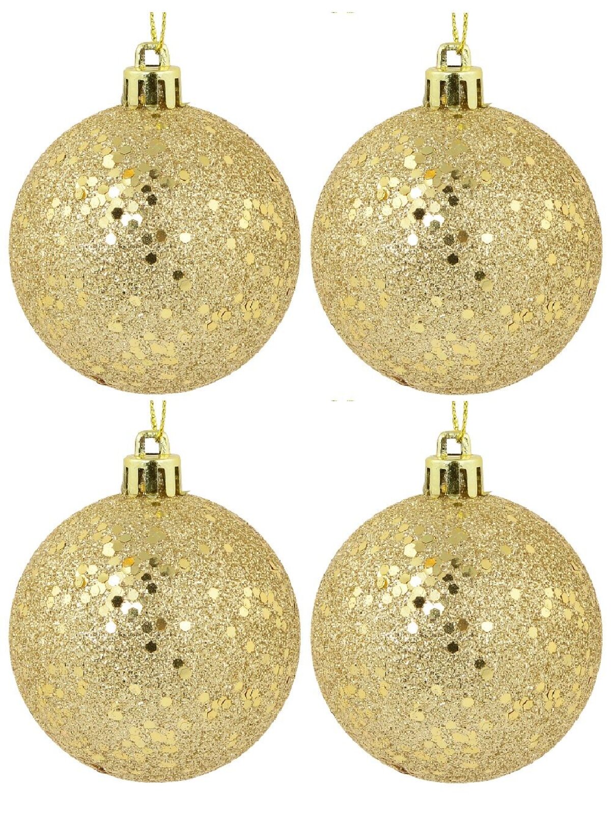 12x Lustrous Gold Essential Sequin & Glitter Baubles | 60mm