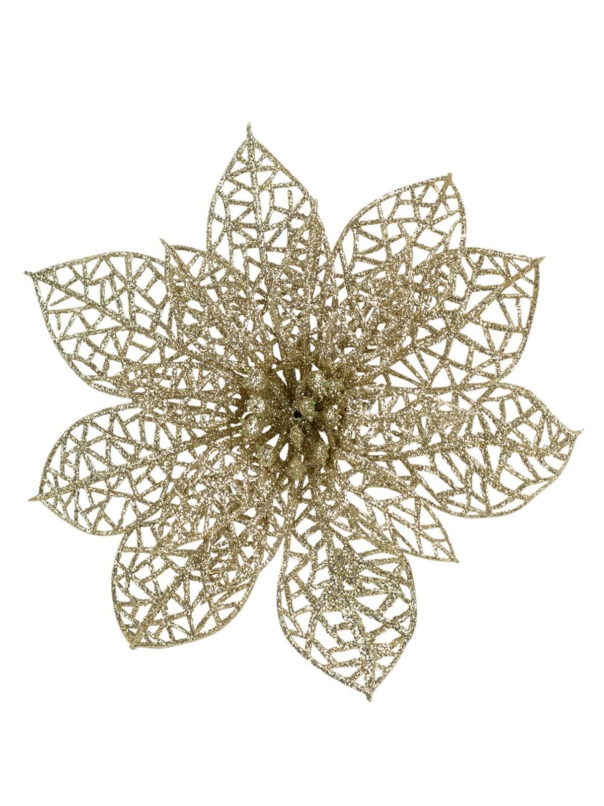 14cm Champagne Perforated Bract Poinsettia Christmas Tree Clip Pick