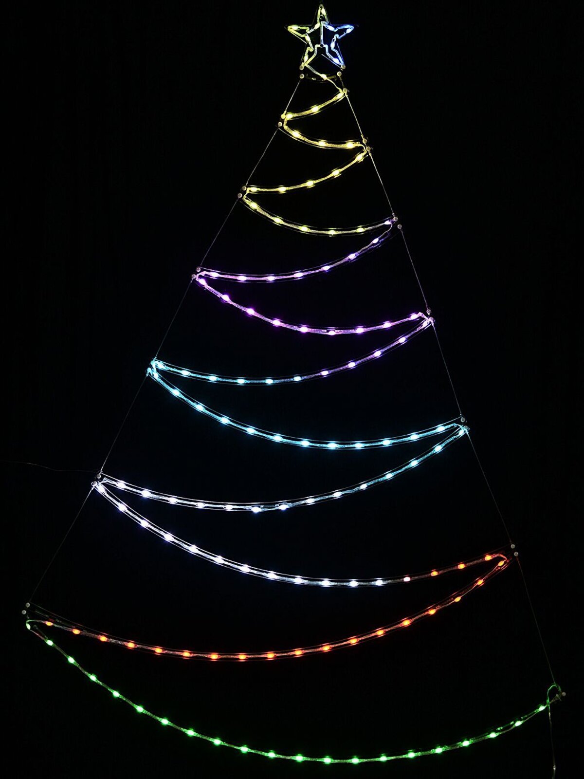 1.4m Wavy Christmas Tree & Star With Digital Rainbow LED Light Display