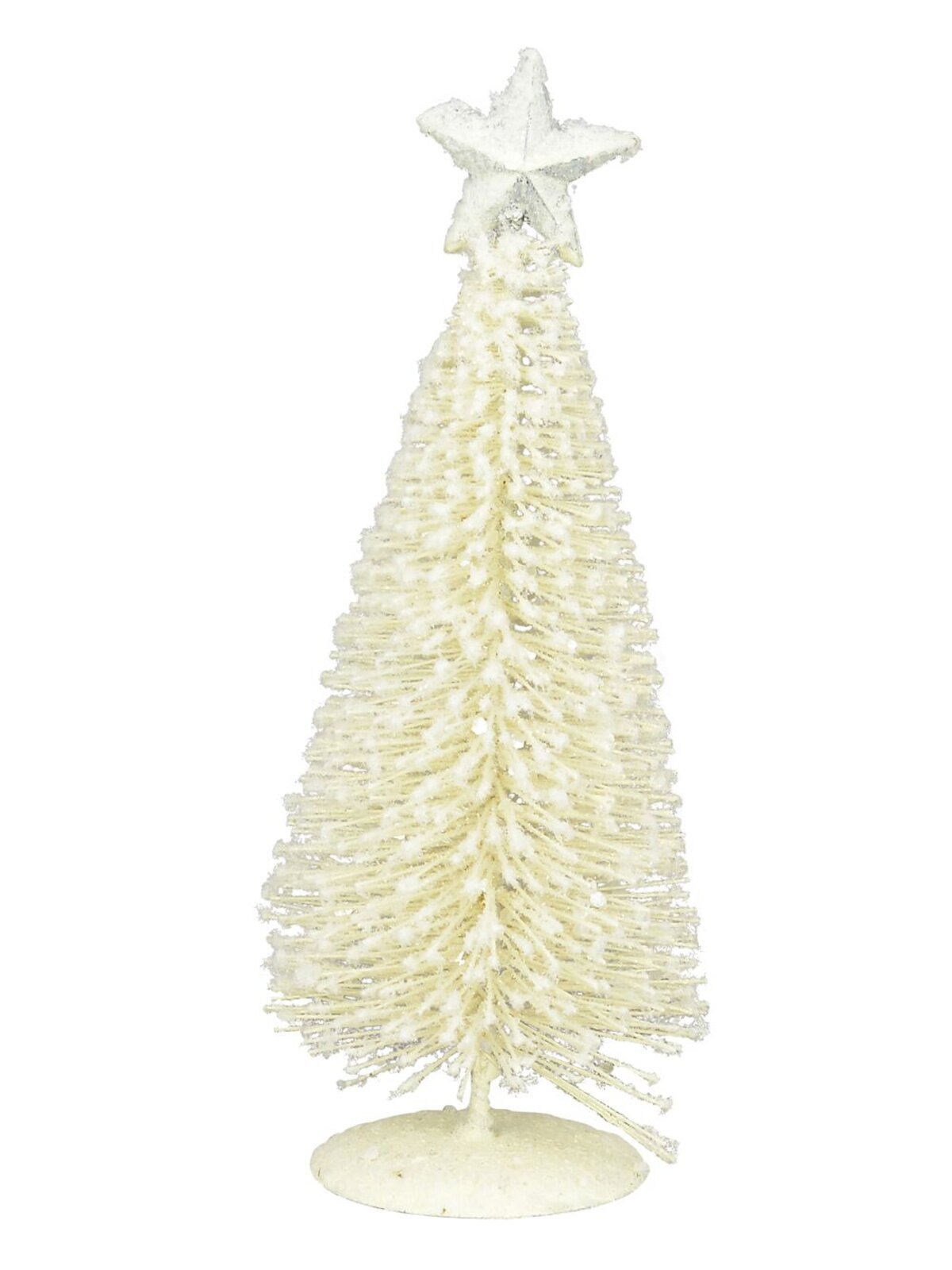 19cm White Iron Christmas Tree With Snow Dust & Star Tabletop Ornament