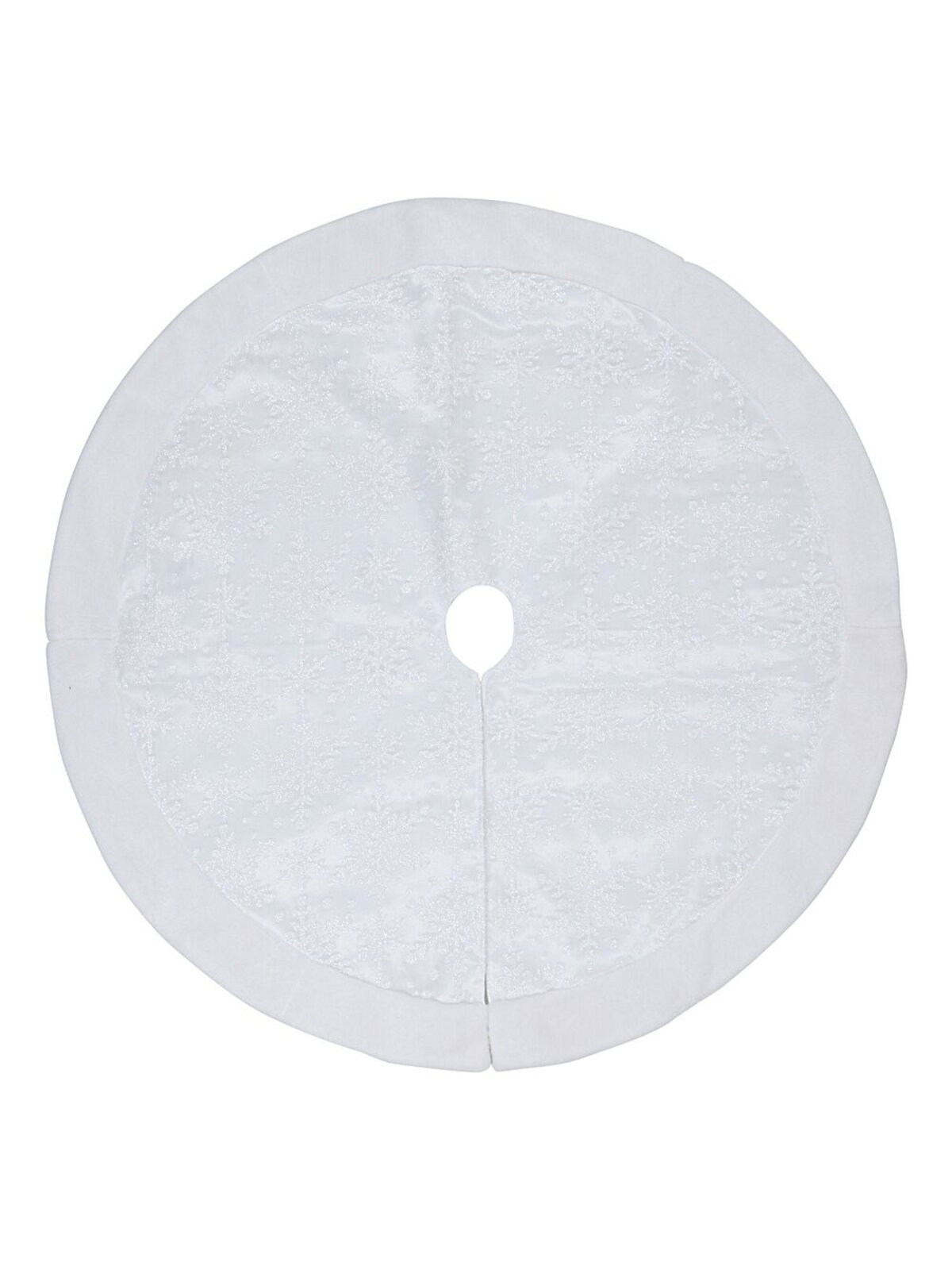 1m White Sheer Organza & Iridescent Snowflake Christmas Tree Skirt