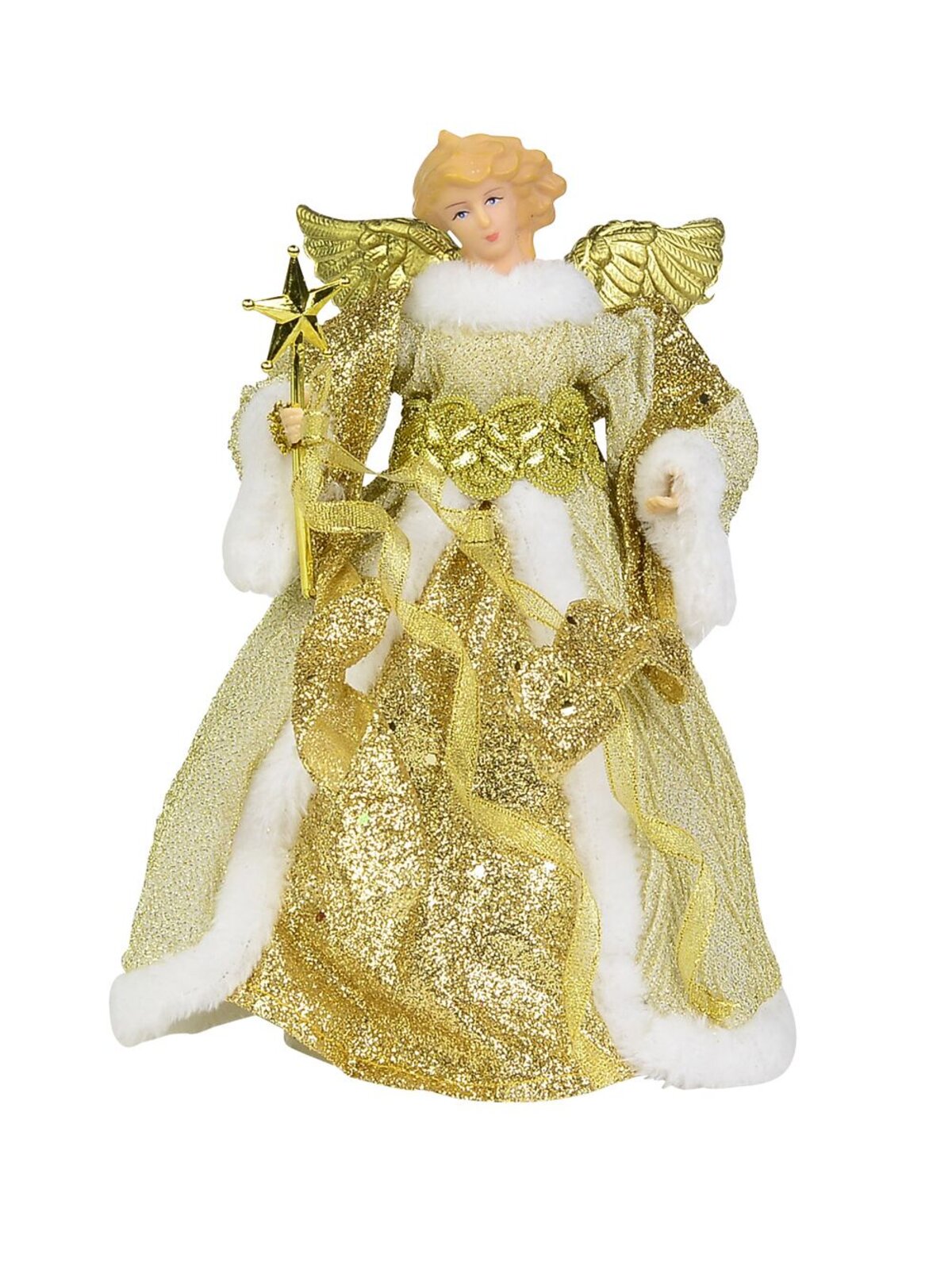 Gold Decorative Angel With Wings Holding Wand - 22cm