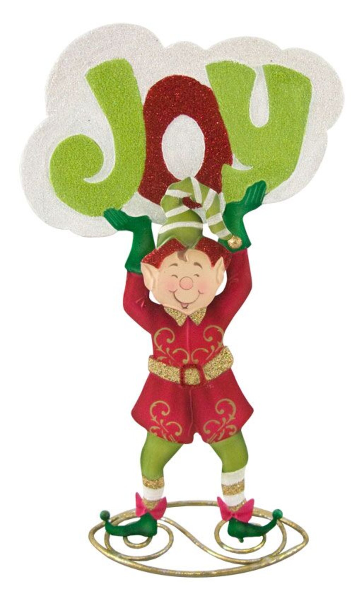 Tin Elf Holding Joy Sign Ornament - 28cm