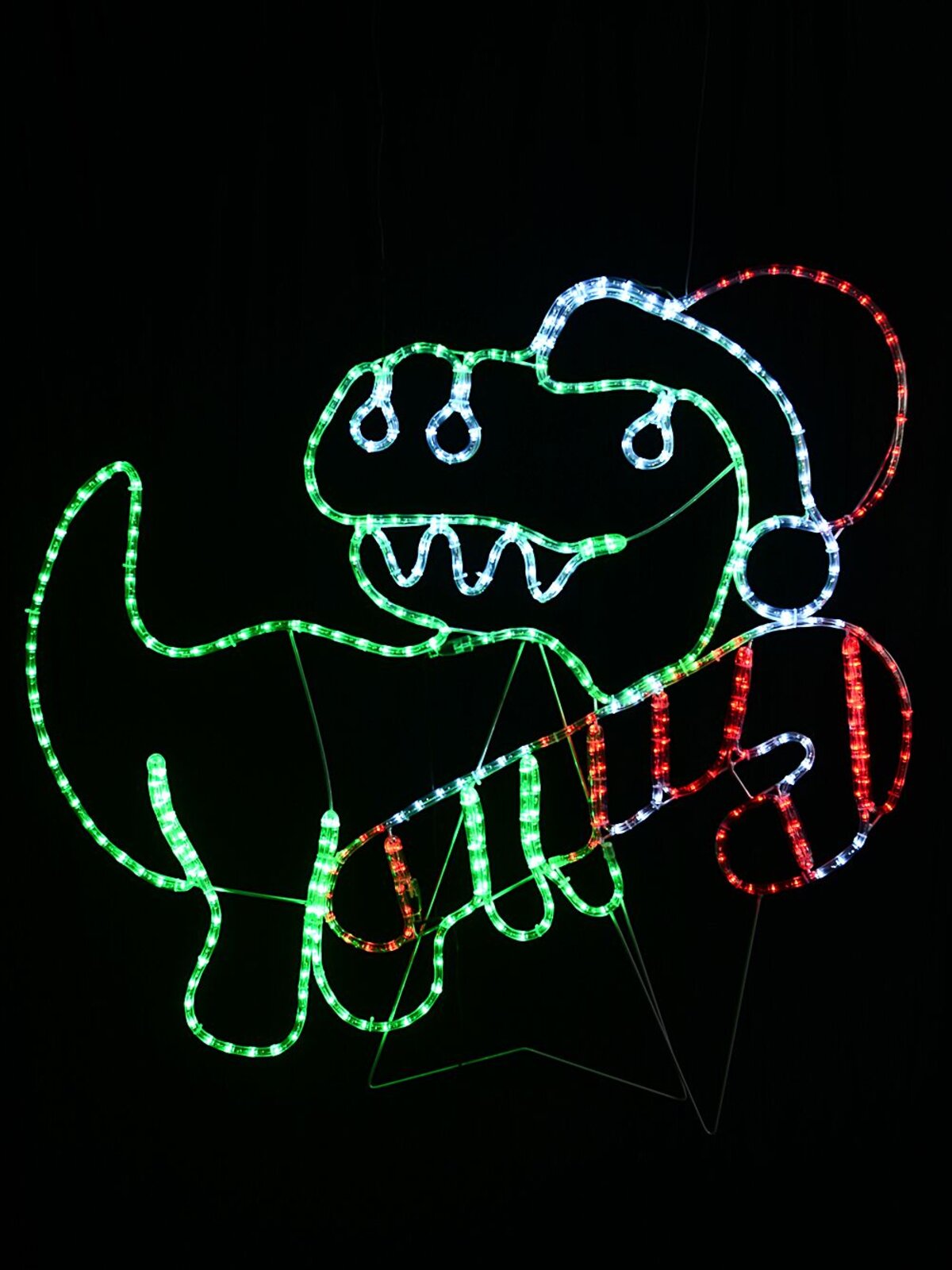 1.1m Dynamic Dinosaur With Candy Cane Outdoor Christmas LED Light Display