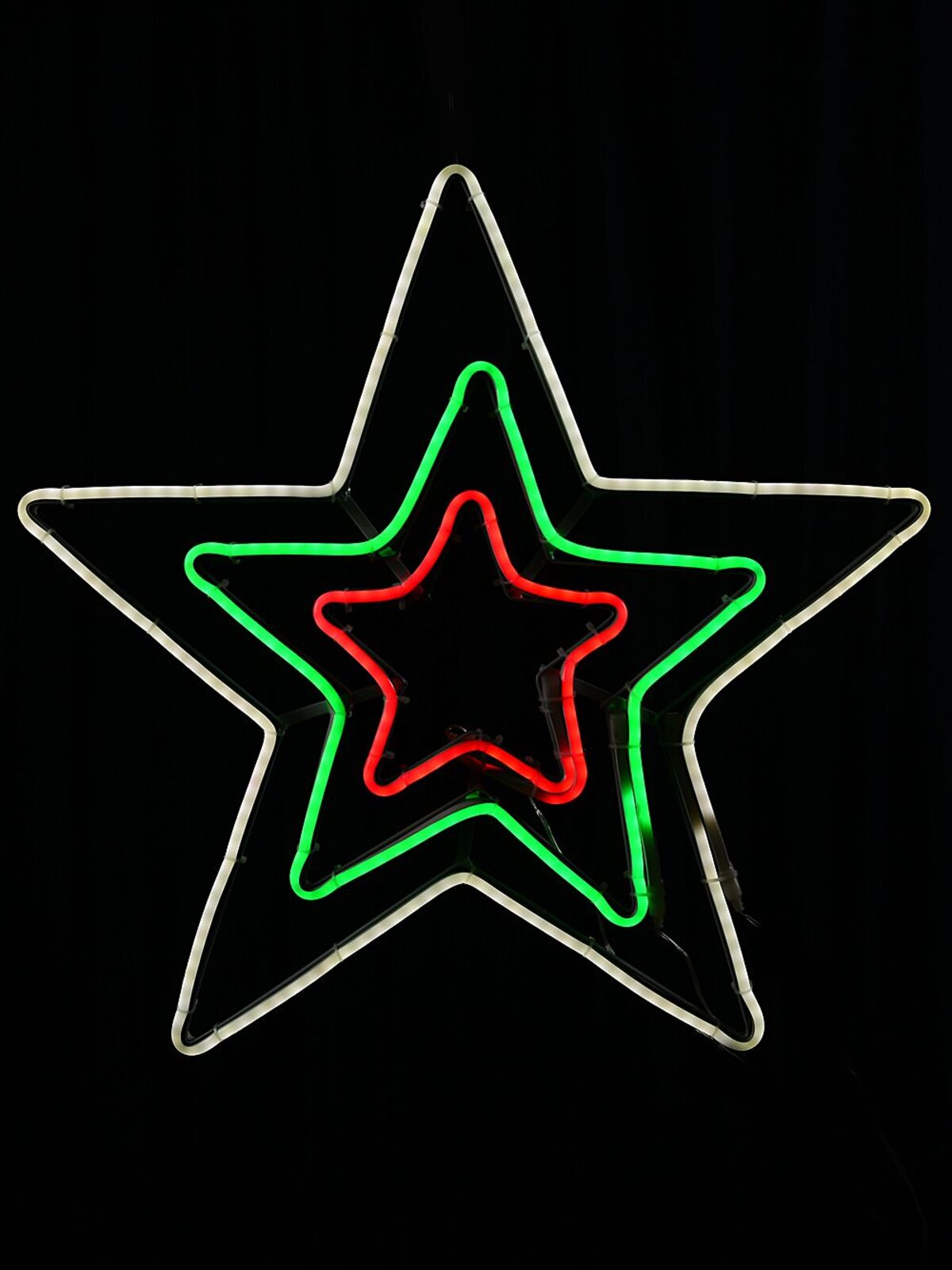 51cm Concentric Stars Outdoor Red Green & Cool White Neon LED Light Display