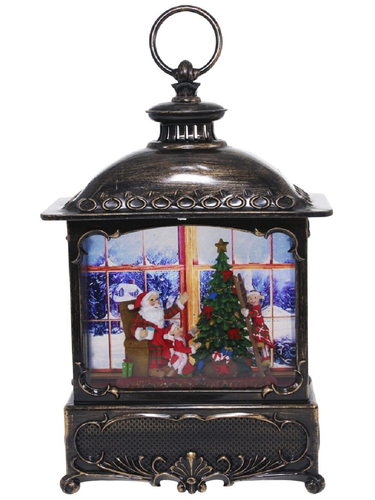 Santa At Home Large LED Musical Christmas Snow Globe Lantern | 27cm