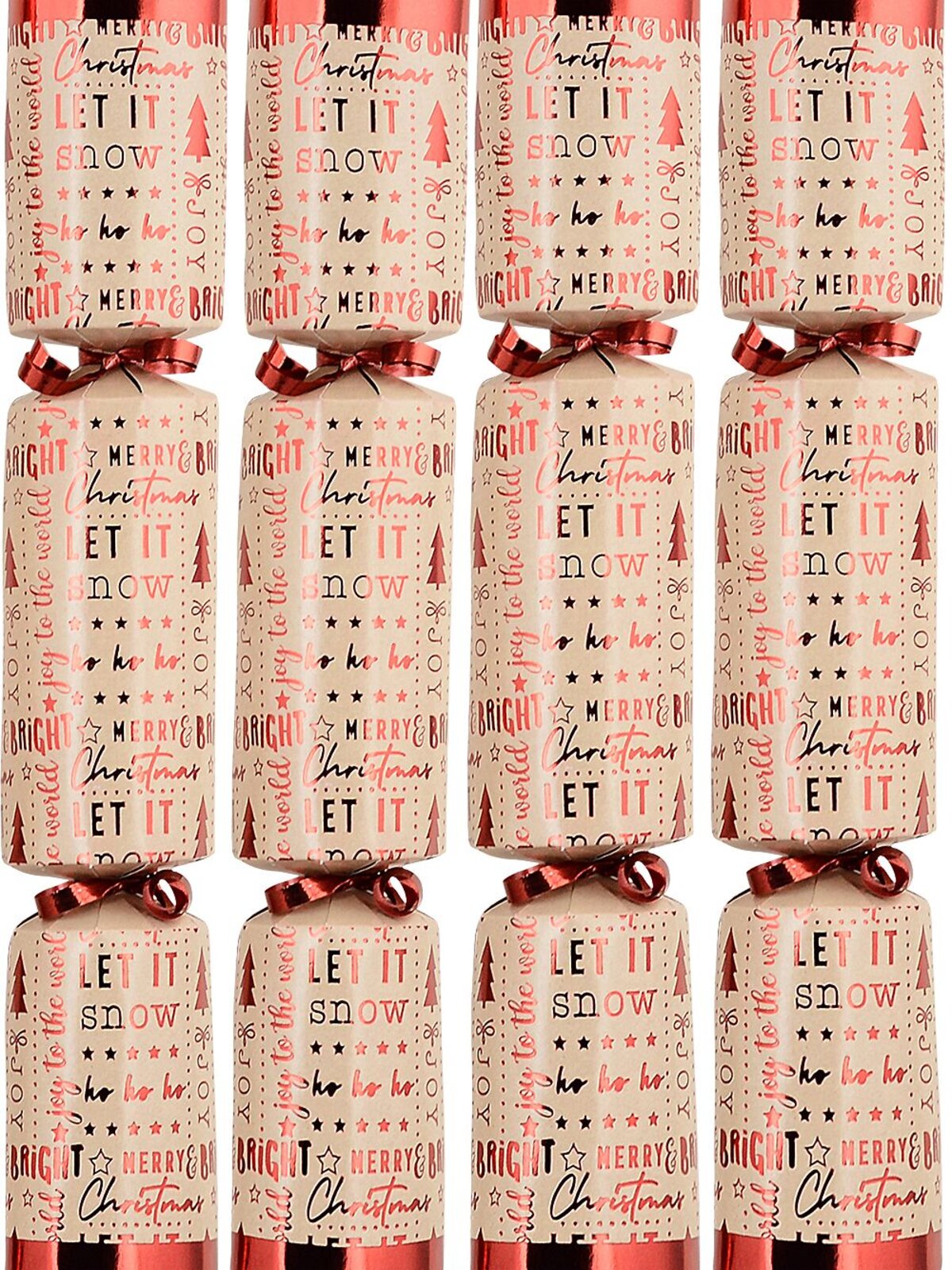 50x Earth Tone Travertine & Red Text Christmas Bon Bons (Crackers) | 30cm