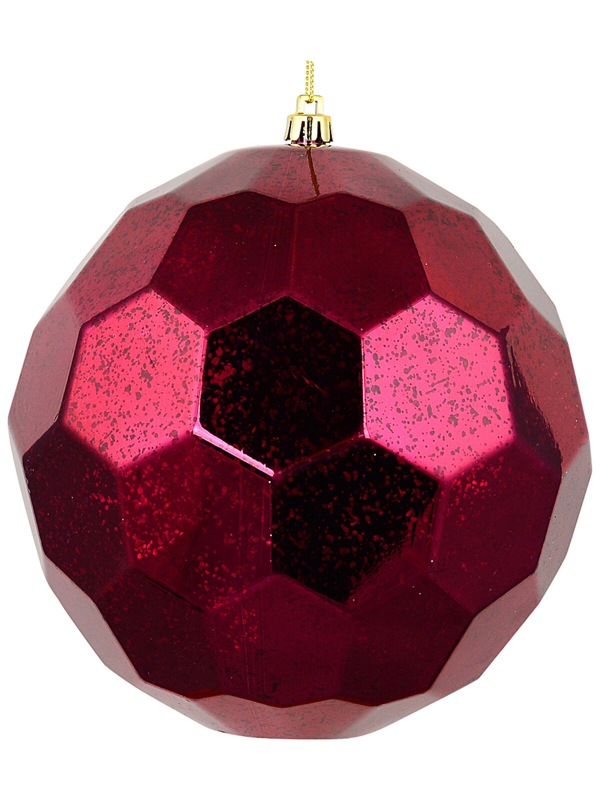 Dynamic Mercury Red & Burgundy Grand Faceted Hexagon Bauble | 15cm
