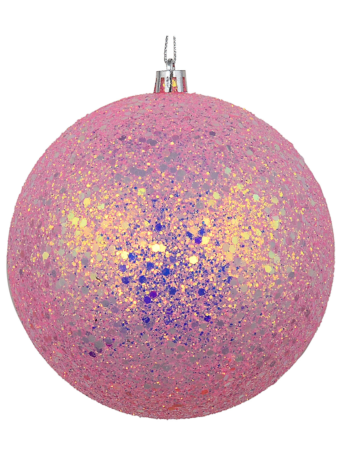 Whimsical Bubblegum Pink & Silver Grand Glitter Encrusted Bauble | 12cm