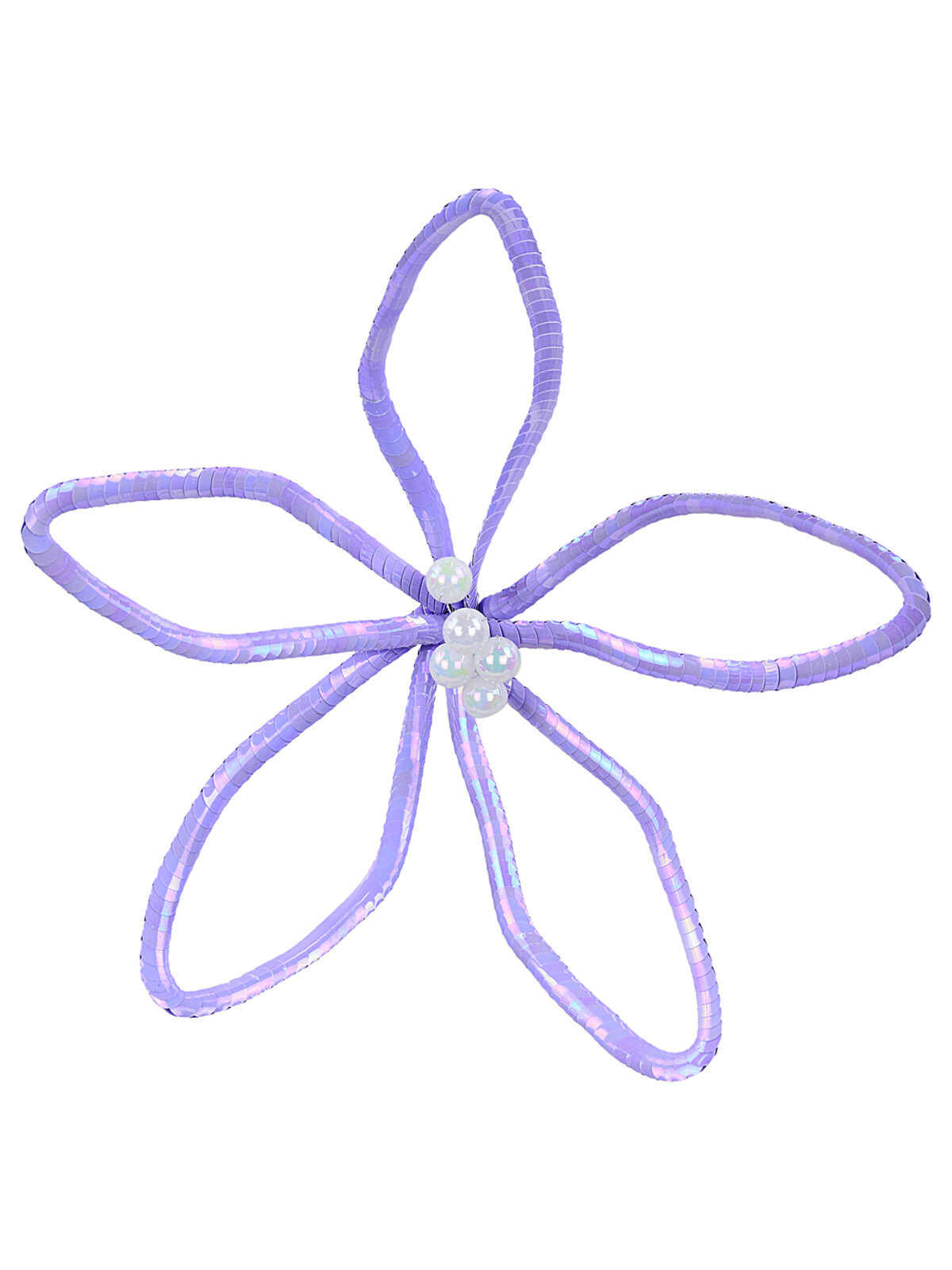 Pastel Purple Sequin Silhouette Poinsettia Pick With Pearl Cyathia | 30cm