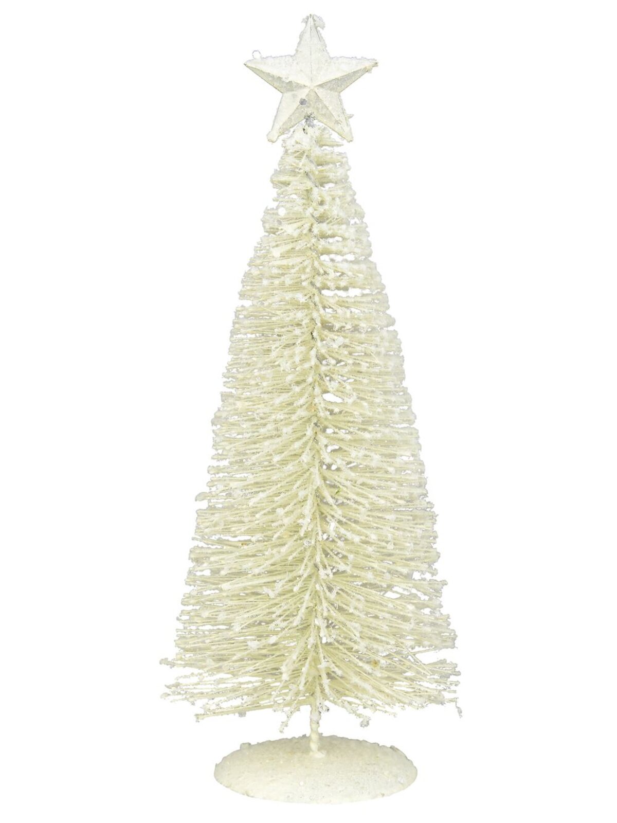 30cm White Iron Tree With Snow Dust & Star Table Top Ornament