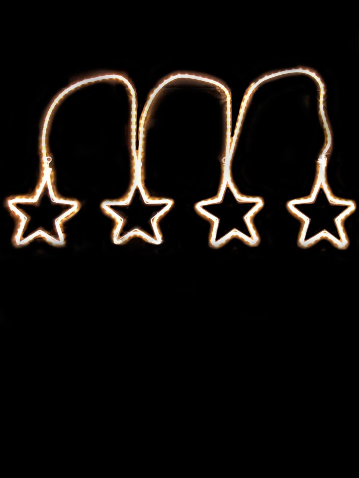 4 Static Warm White Stars Rope Light Display - 2.9m