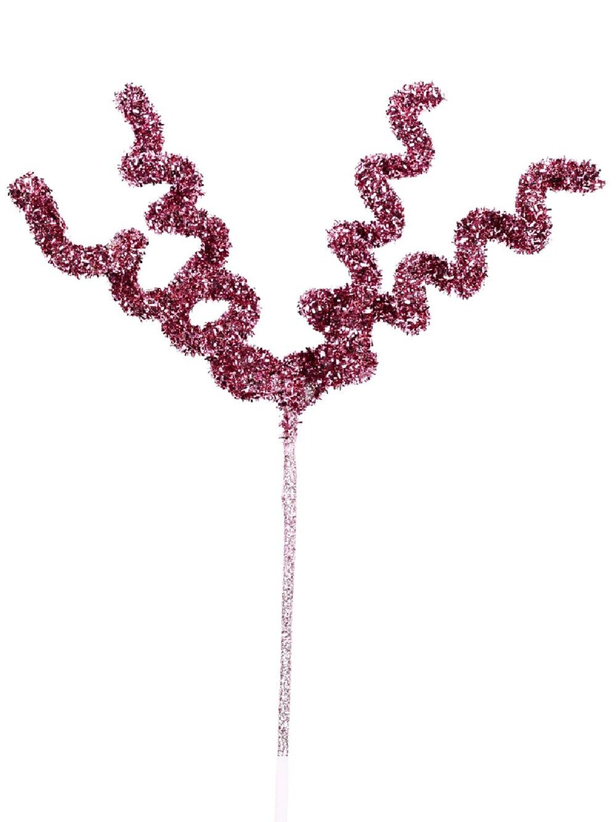 44cm Pink Tinsel Fleck Curls & Swirls Spray Long Christmas Stem