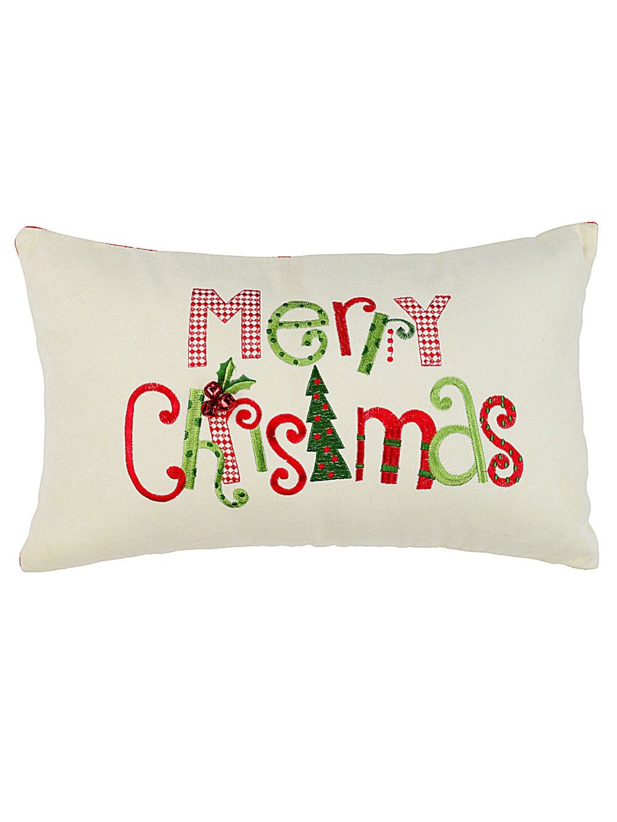 48cm Festive Embroidered Pattern Merry Christmas Cushion