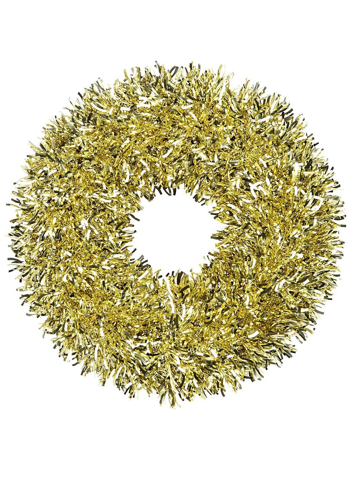 48cm Metallic Gold Christmas Wreath Tinsel Plaque Ornament
