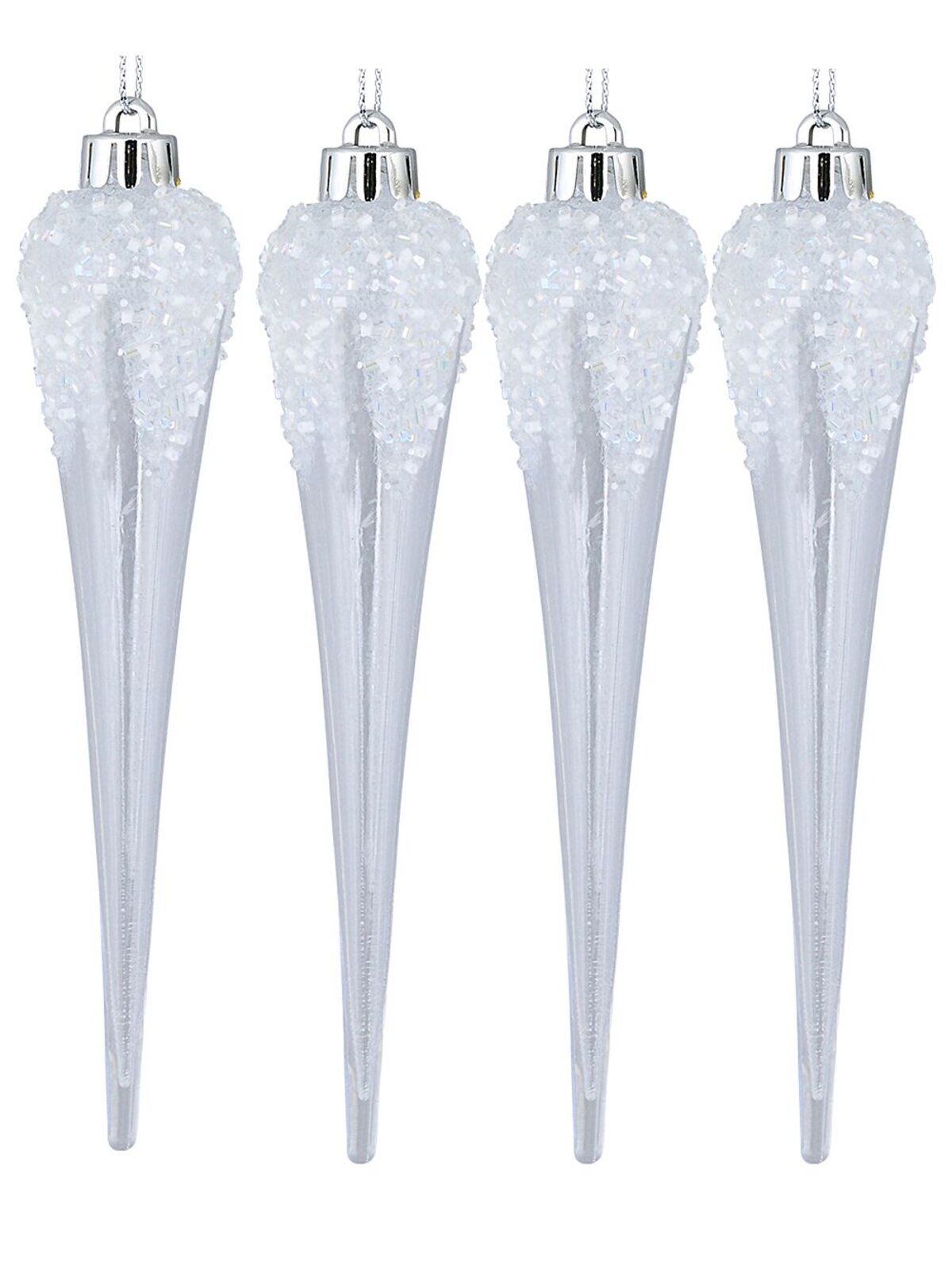 4x Frosted & Clear Icicle Whimsical Essential Ornament | 15cm
