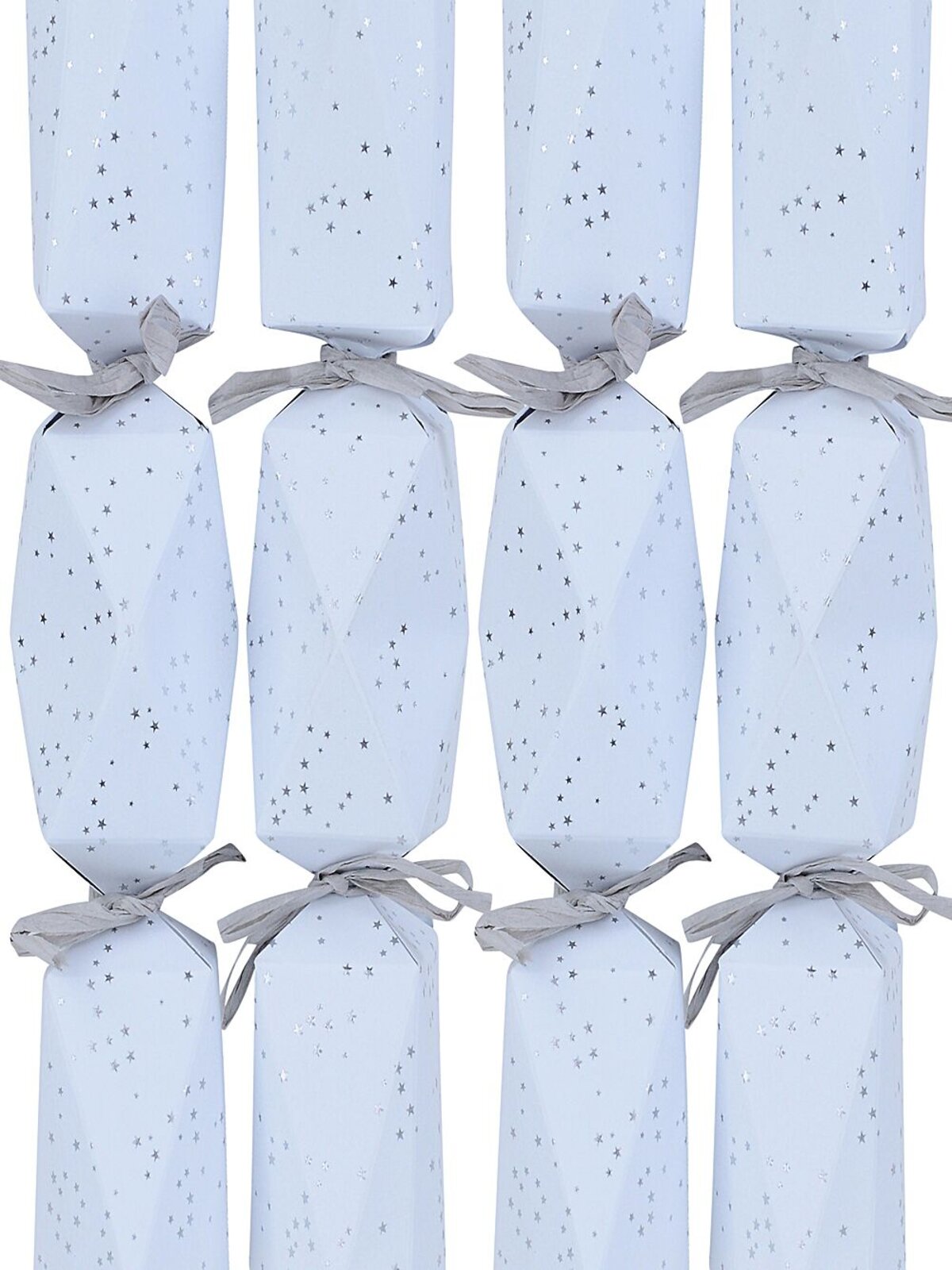 6 x 32cm White With Silver Stars Rectangular Prism Christmas Cracker Bon Bons