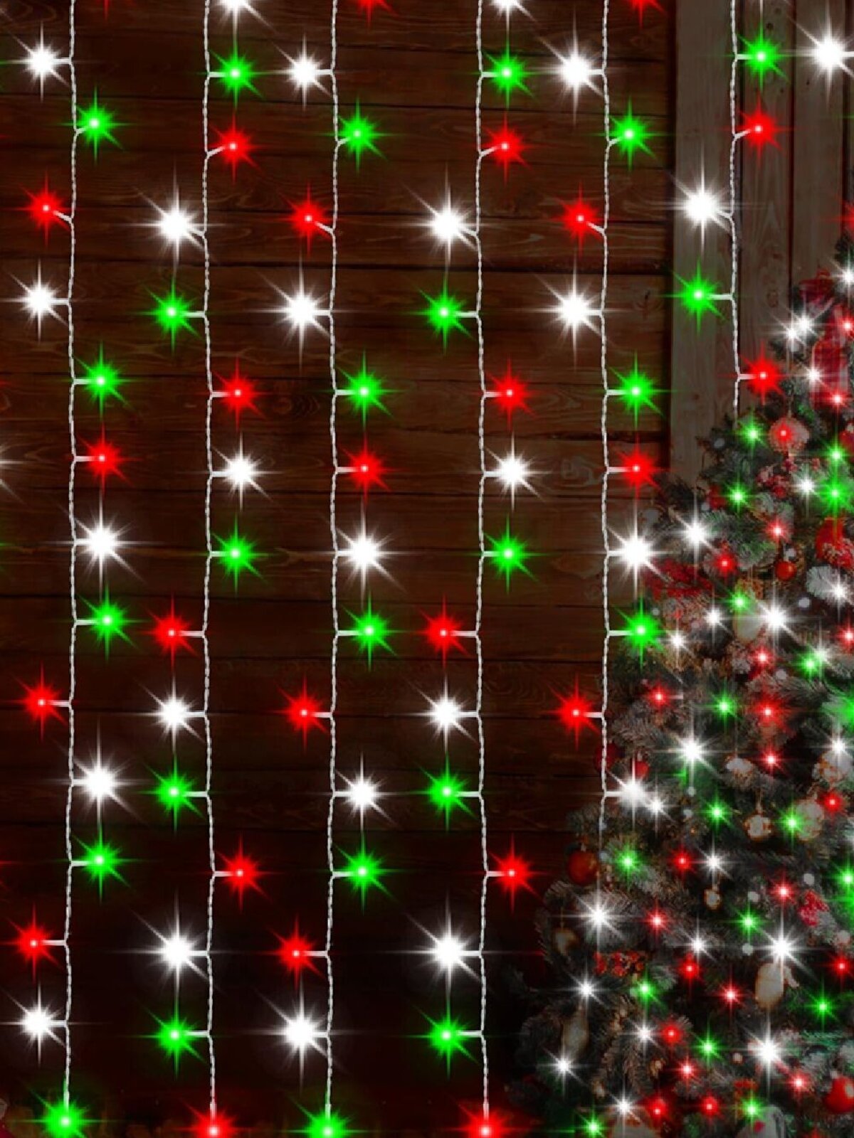 600 Multi Christmas Colour LED Curtain Light 8 Function With Timer | 3m x 3m