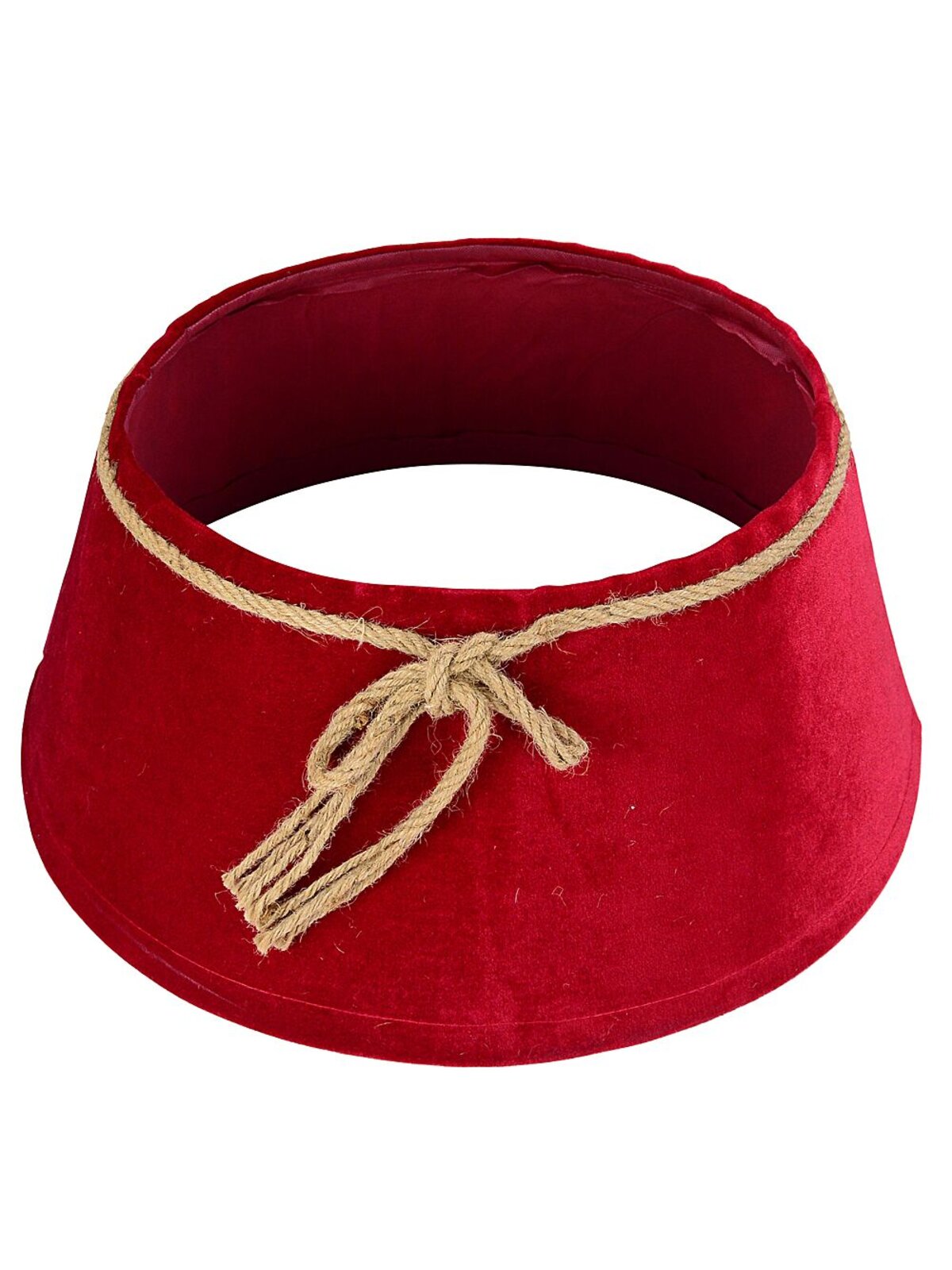 62cm Red Velvet Christmas Tree Collar With Rope Bow Knot