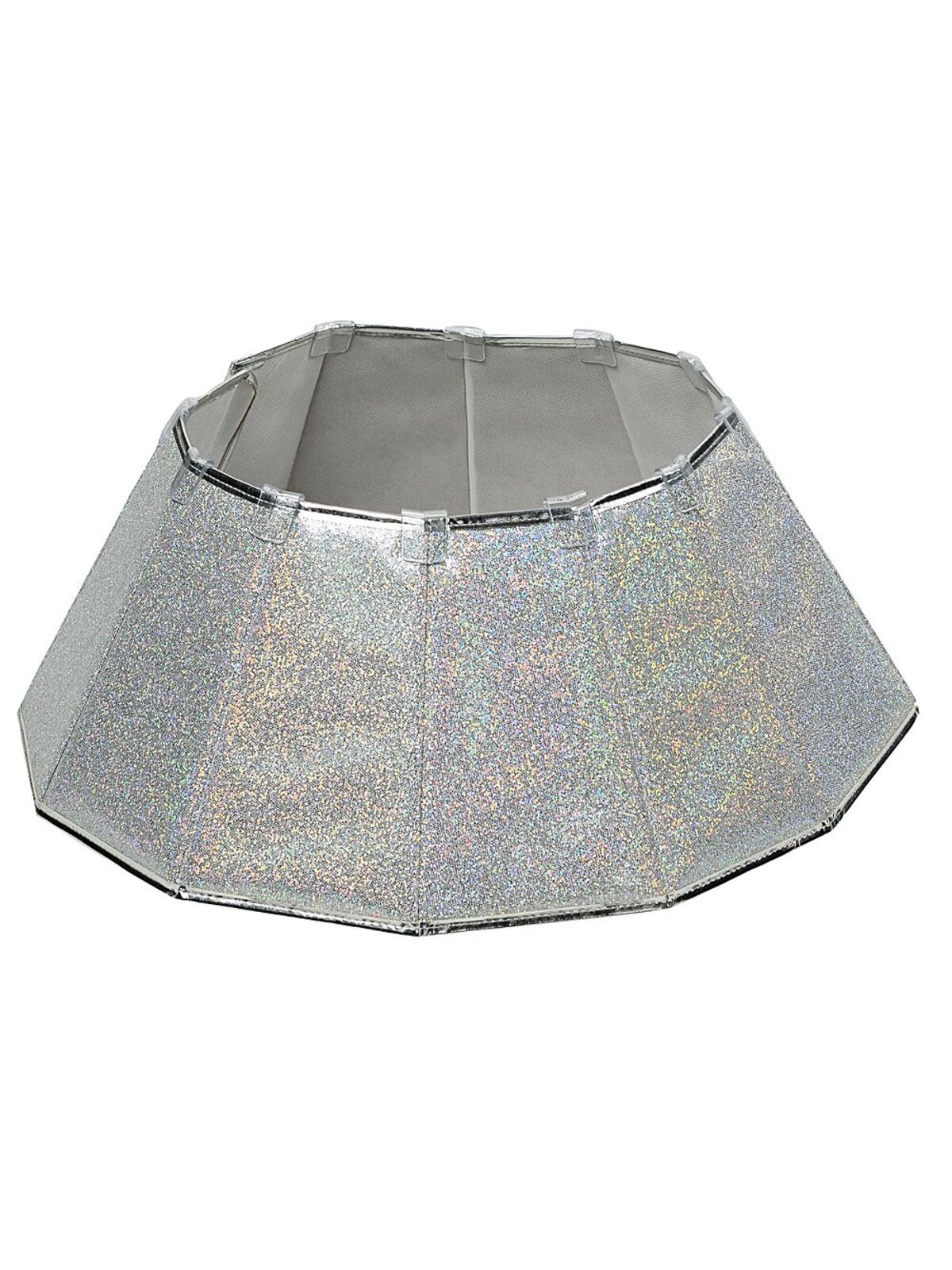 68cm Silver & Iridescent Glitter Prism Faceted Christmas Tree Collar