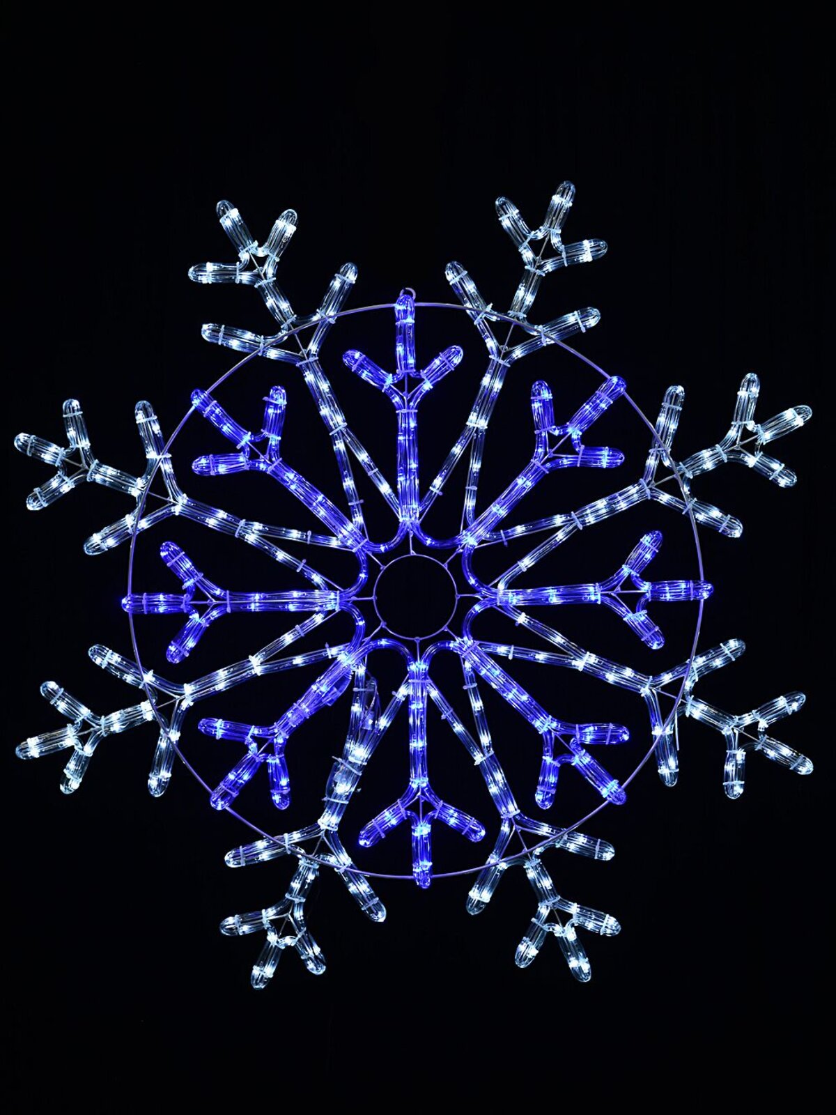 84cm Dynamic Layered Snowflake Outdoor Blue & Cool White LED Light Display