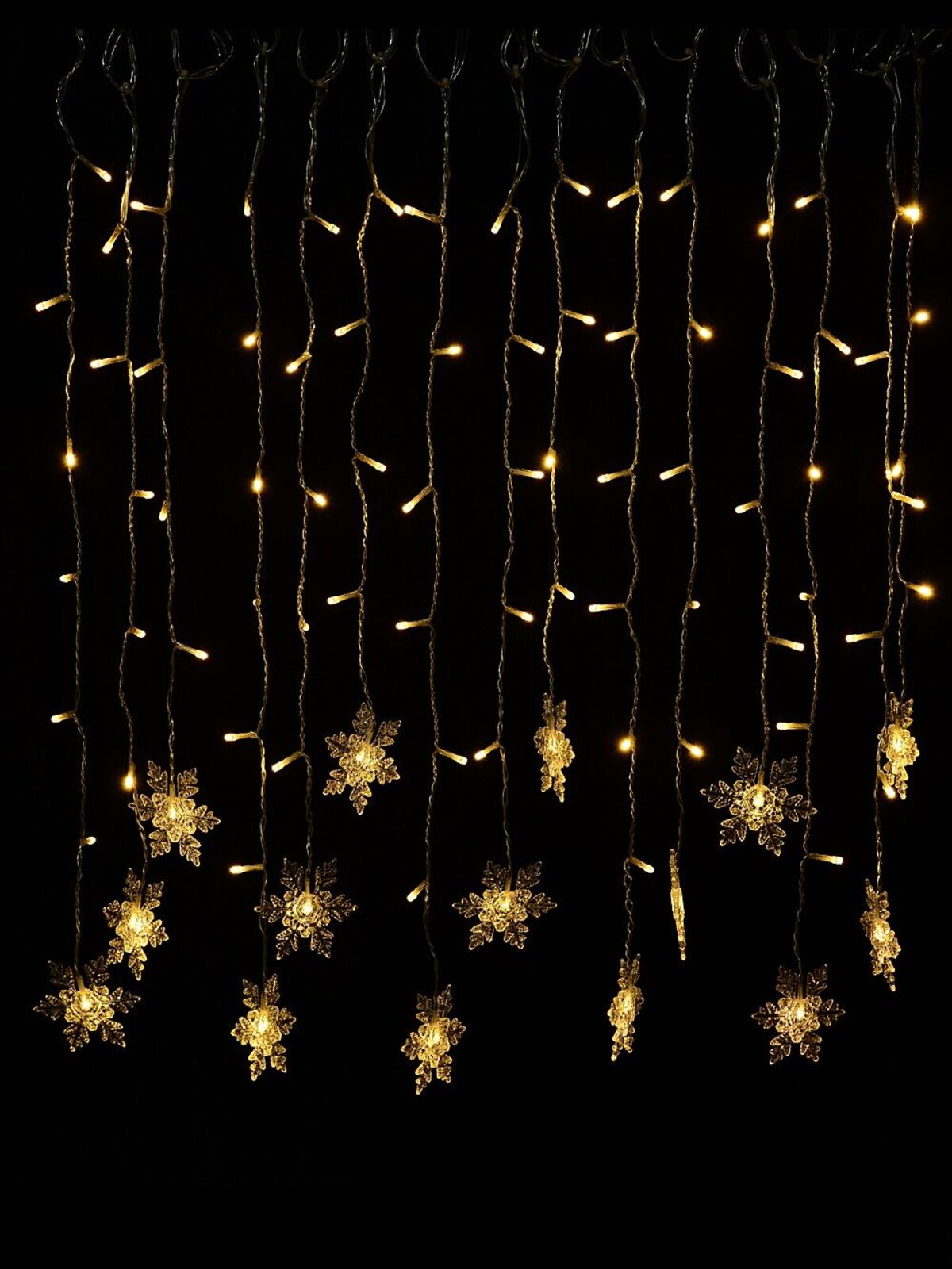 90 Warm White LED Icicle Lights With Snowflakes | 2.1m