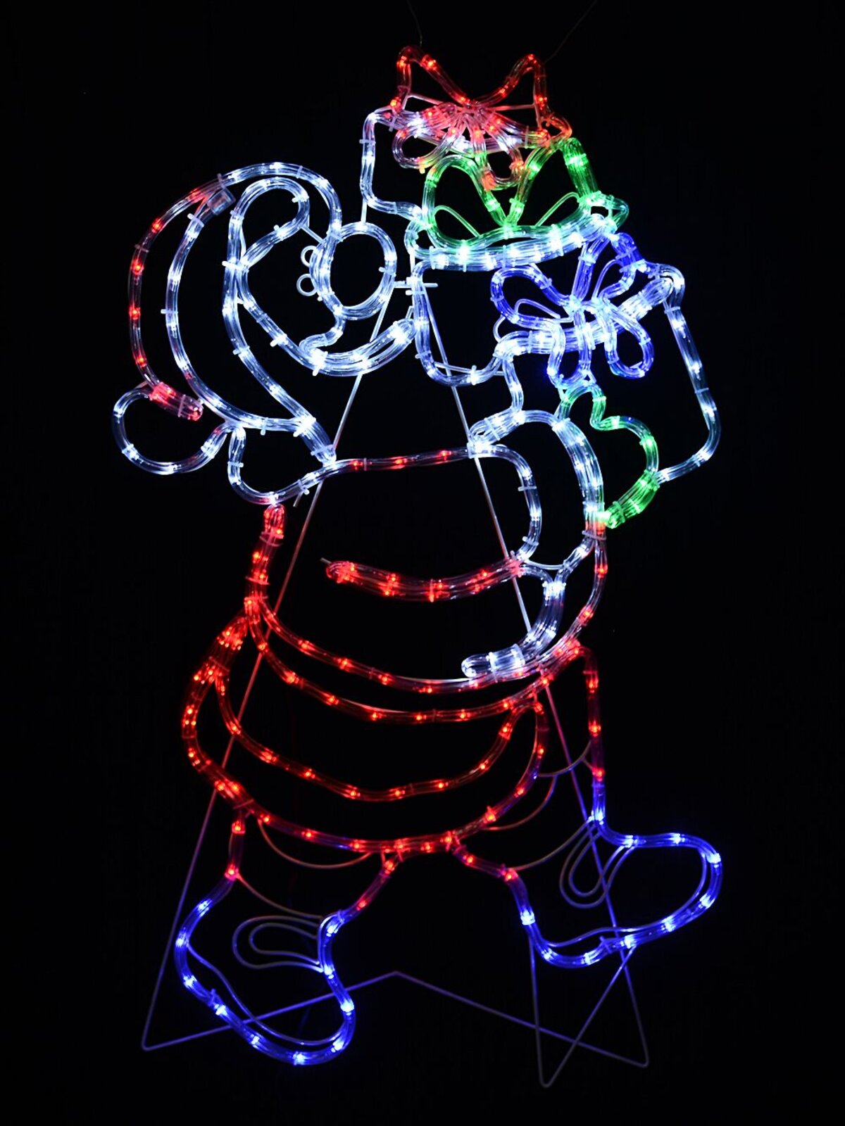 98cm Santa & Christmas Gifts With Red, Blue, Green & White LED Light Display