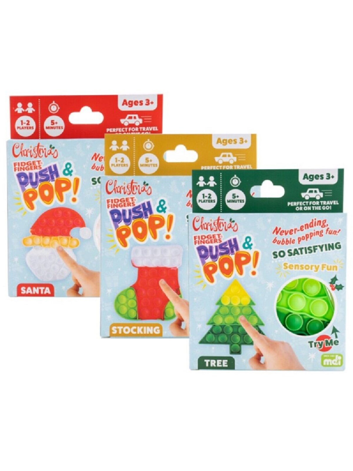 Assorted Fidget Fingers Push & Pop Santa, Tree & Stocking Christmas Fun
