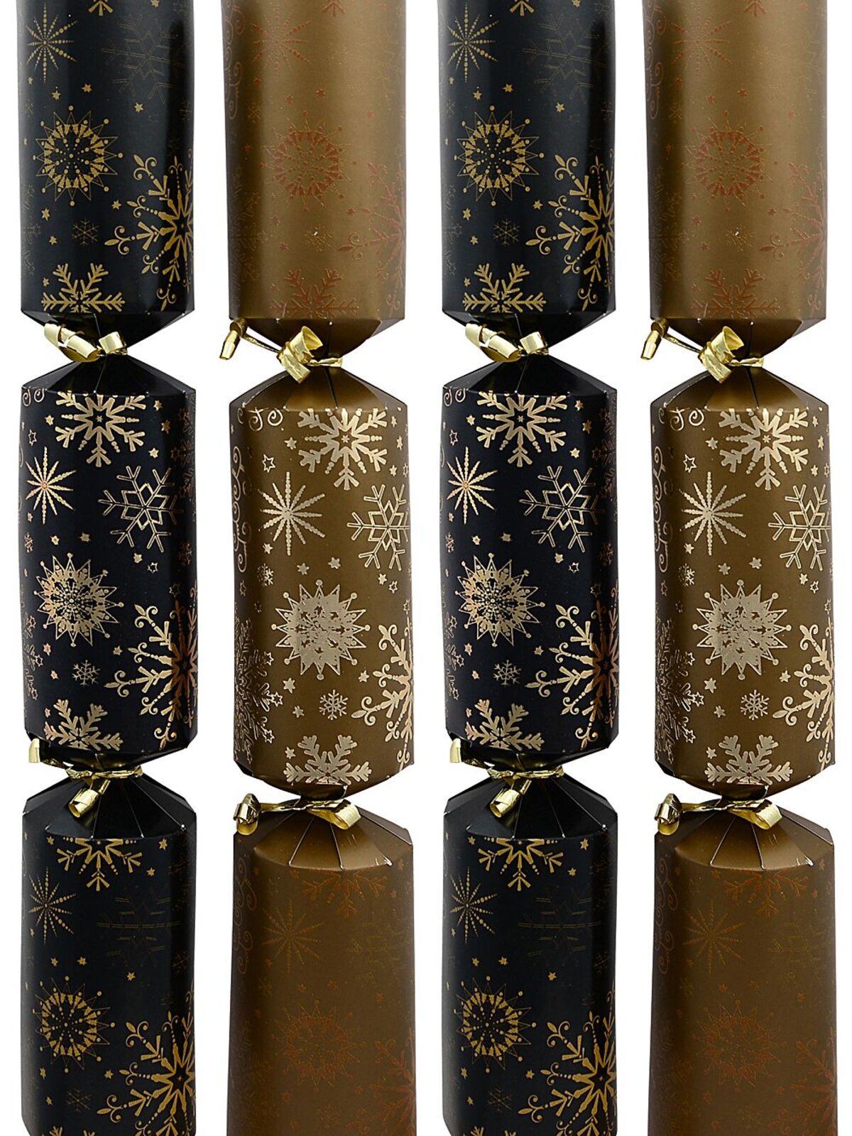 Black & Gold Snowflakes & Stars Christmas Cracker Bon Bons - 6 x 38cm