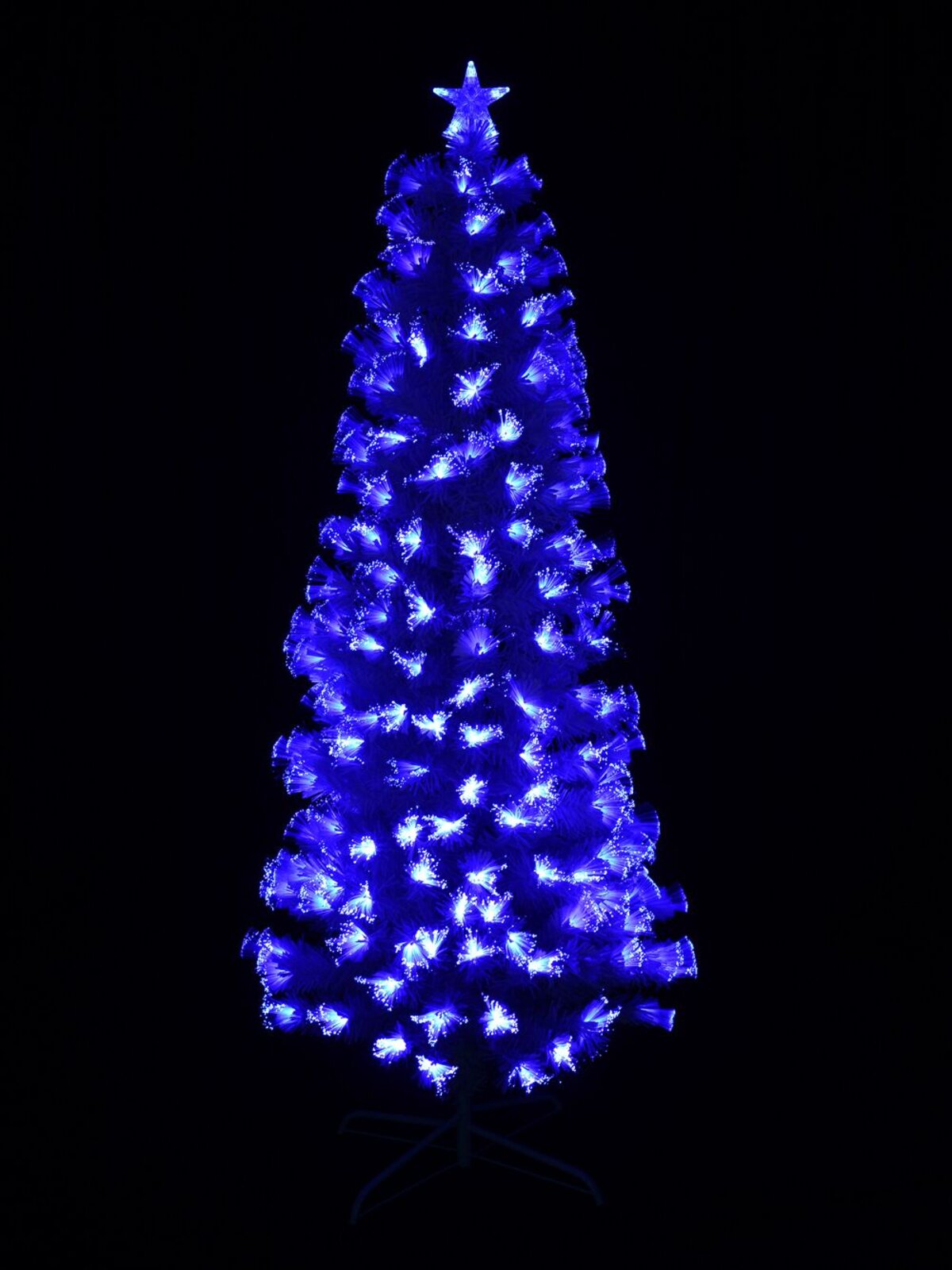 Blue & Cool White LED White Fibre Optic Christmas Tree - 1.8m