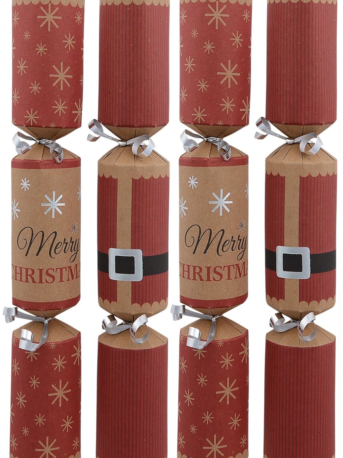 Brown & Red With Font & Santa Kraft Christmas Cracker Bon Bons - 8 x 30cm