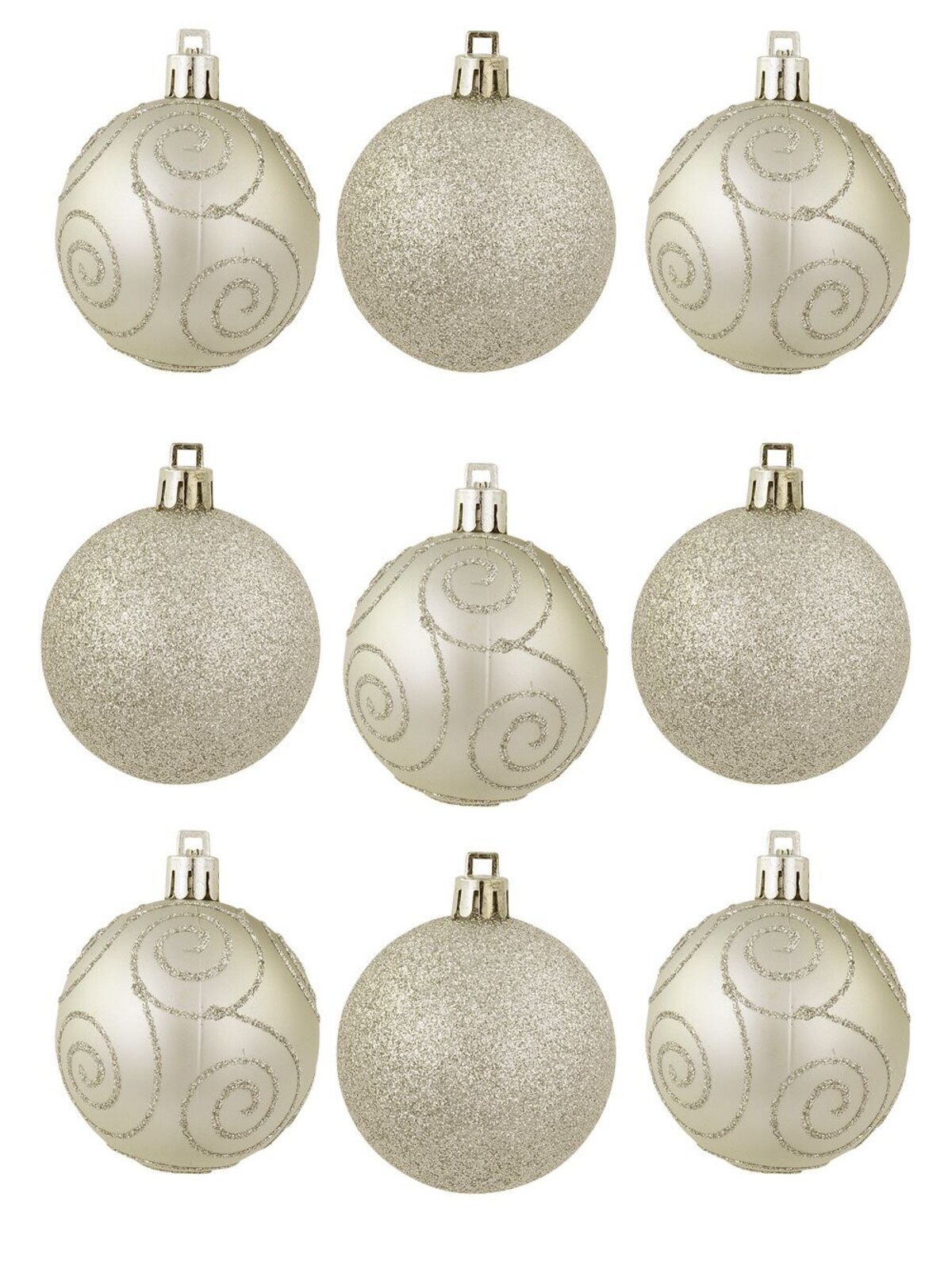 Champagne Glitter & Matte With Glitter Swirls - 9 x 60mm