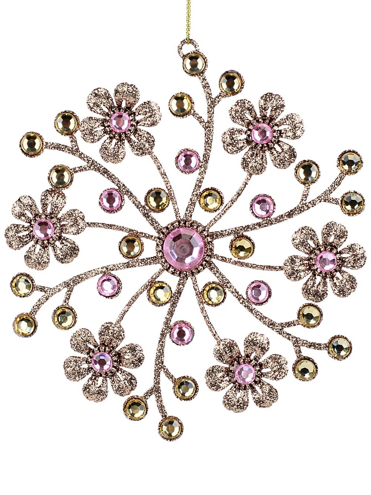 Champagne Glittered Jewelled Floral Bouquet Essential Ornament | 15cm
