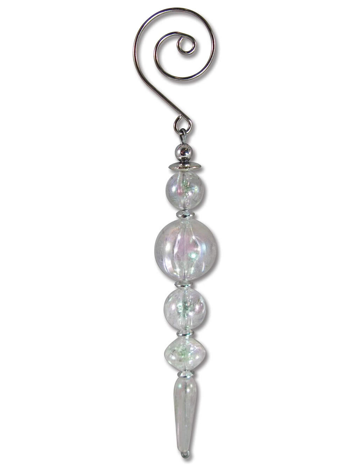 Clear & Iridescent Beaded Icicle Drops - 6 x 14cm