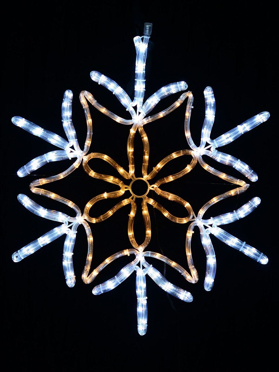 Cool & Warm White LED Stellar Snowflake Rope Light Silhouette - 64cm