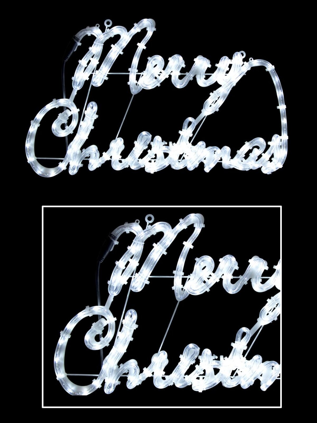 Cool White LED Merry Christmas Rope Light Silhouette - 73cm