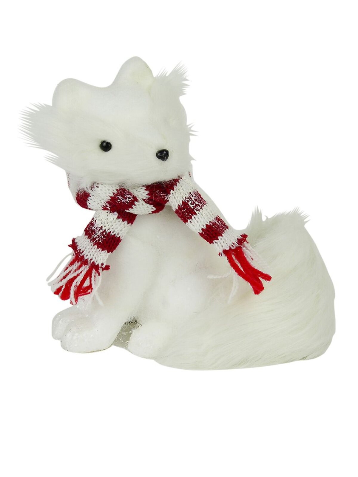 Flocked Styrofoam Sitting Fox Ornament - 18cm