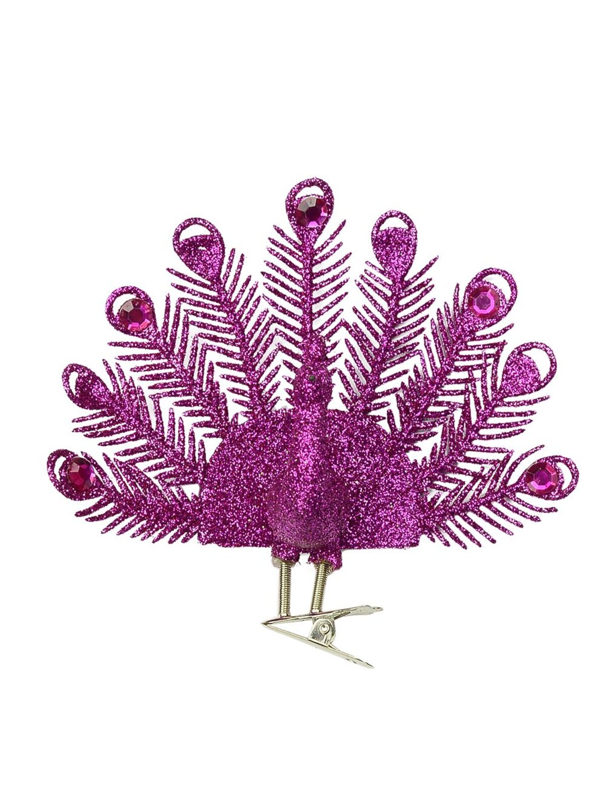 Fuchsia Peacock Tree Decoration - 13cm