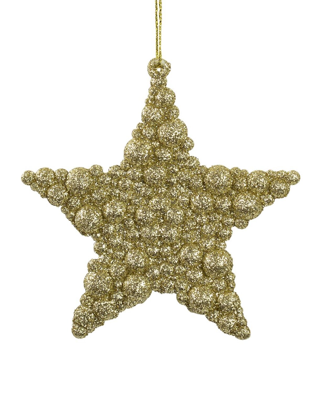 Glittered Champagne Bubble Textured Star Hanging Decoration - 95mm