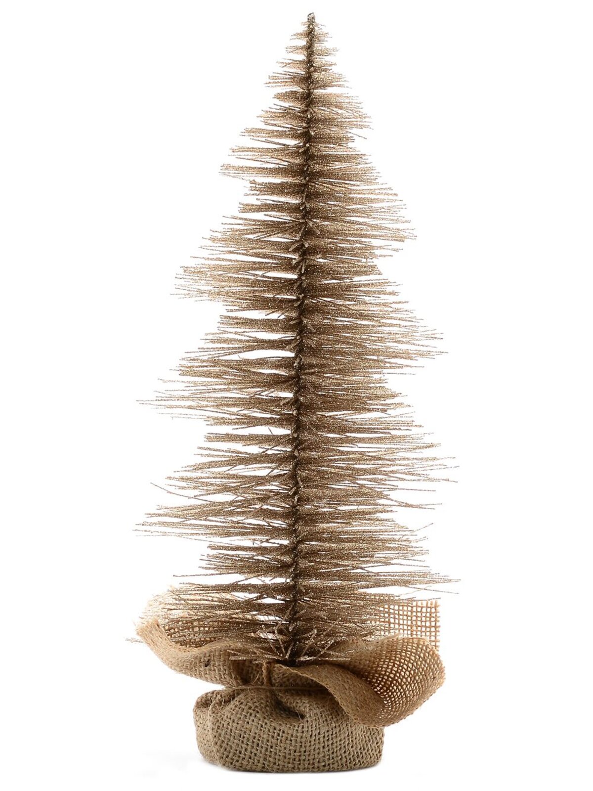 Glittered Champagne Spiral Pine Needle Christmas Table Top Tree - 20cm