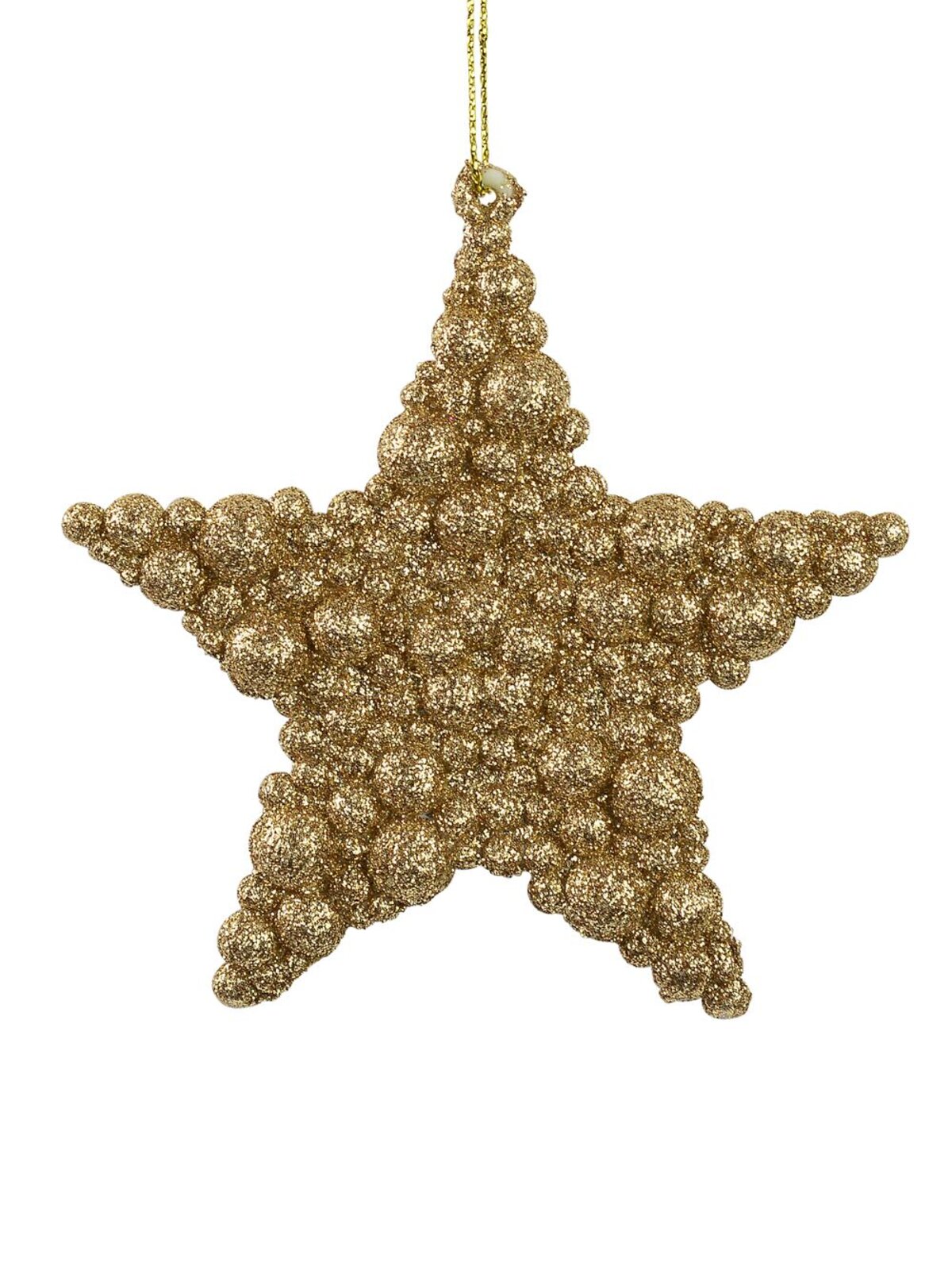 Glittered Rose Gold Bubble Textured Star Hanging Decoration - 95mm