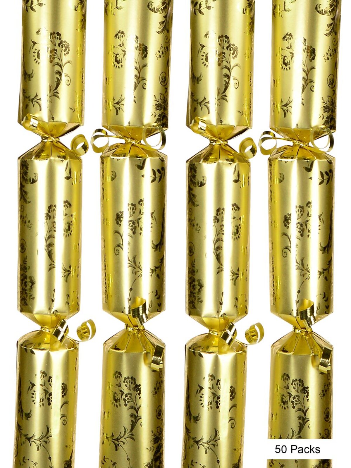 Gold Fleur De Lis Pattern On Shiny Gold Christmas Cracker Bon Bons - 50 x 28cm