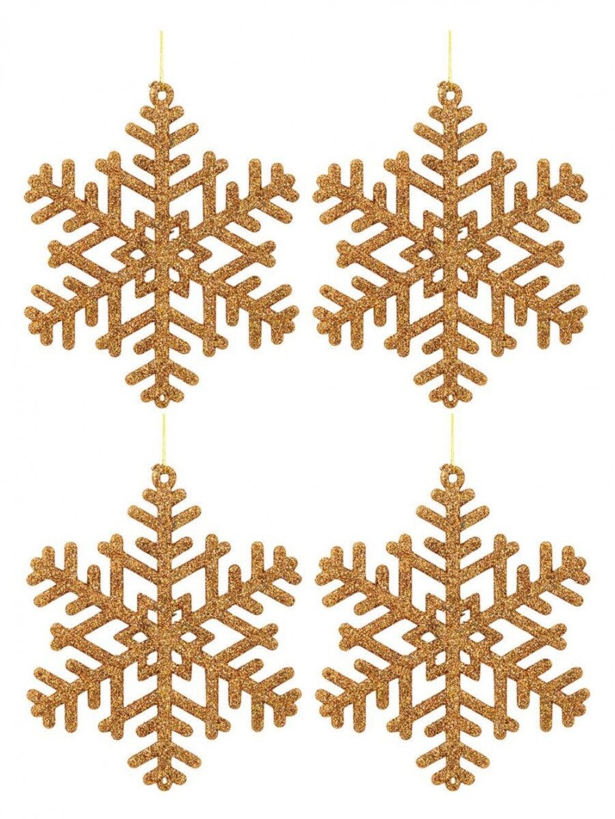 Gold Glitter on Bronze Snowflake Ornaments - 6 x 10cm