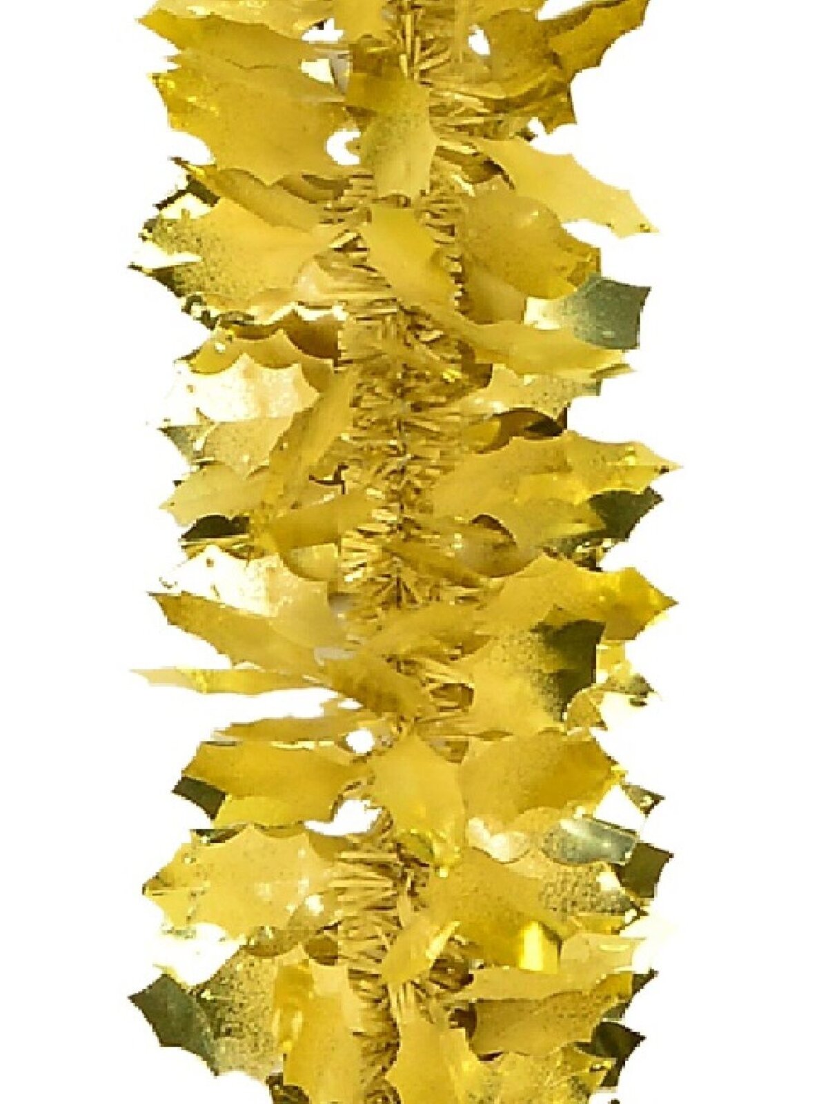 Gold Holly Leaf With Short Pine Needle Christmas Tinsel Garland - 2.7m