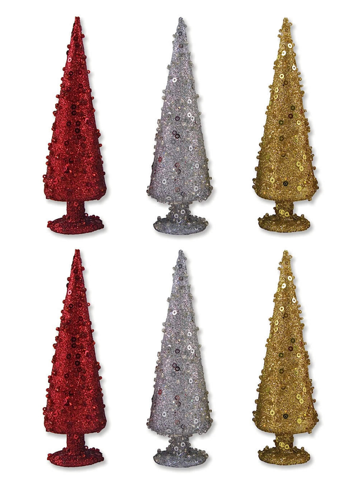 Gold, Red & Silver Mini Ornamental Tabletop Trees - 13cm