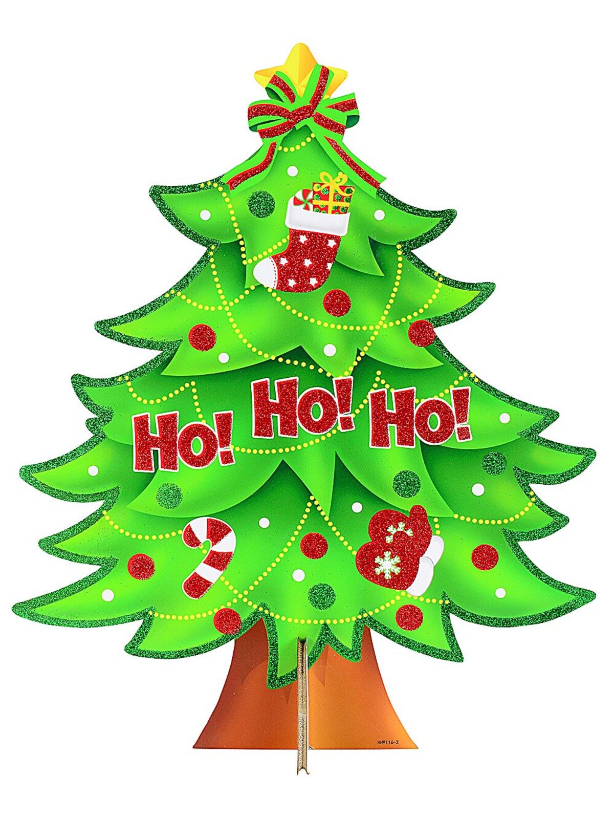 Ho Ho Ho Christmas Tree Glittered Freestanding Sign | 46cm