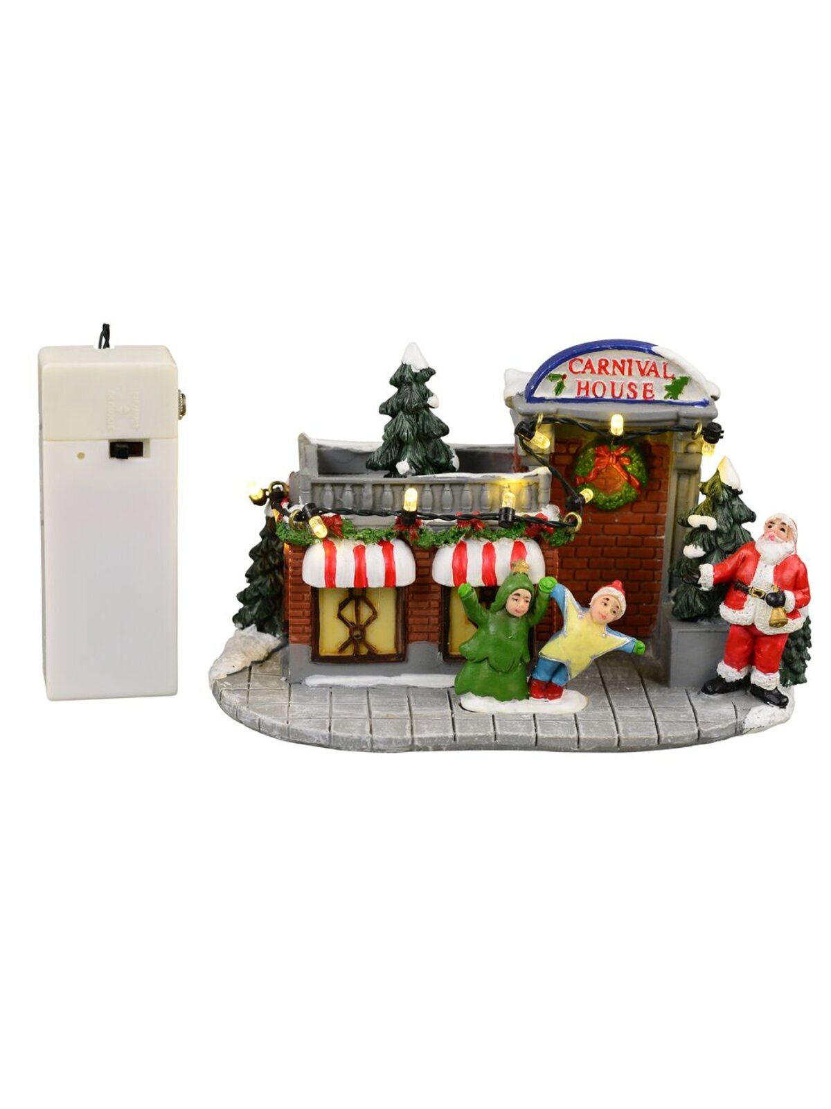 Illuminated Santa's Christmastime Carnival House Scene - 10cm