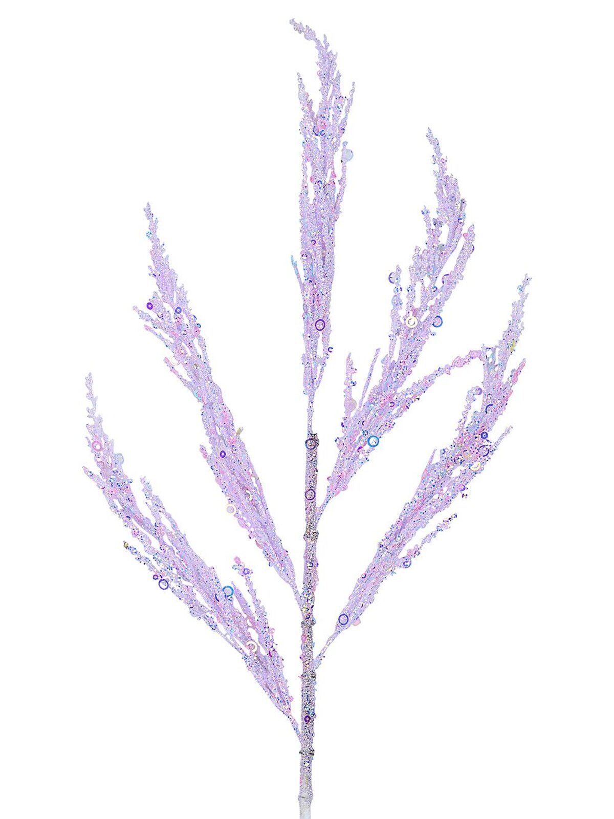 Iridescent Pastel Sequin & Glitter Norfolk Pine Long Christmas Stem | 75cm