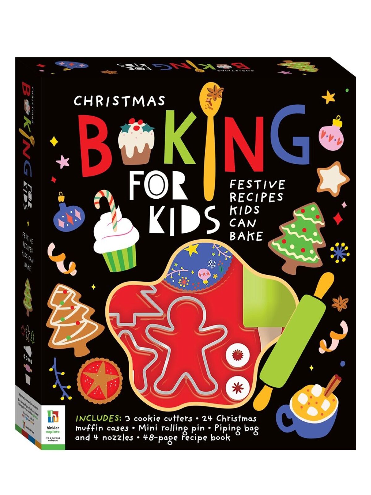 Kids Christmas Baking & Cookie Cutter Kit With 48-Page Recipe Book | 11 Pieces